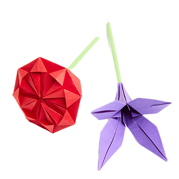 Colorful folded origami flowers